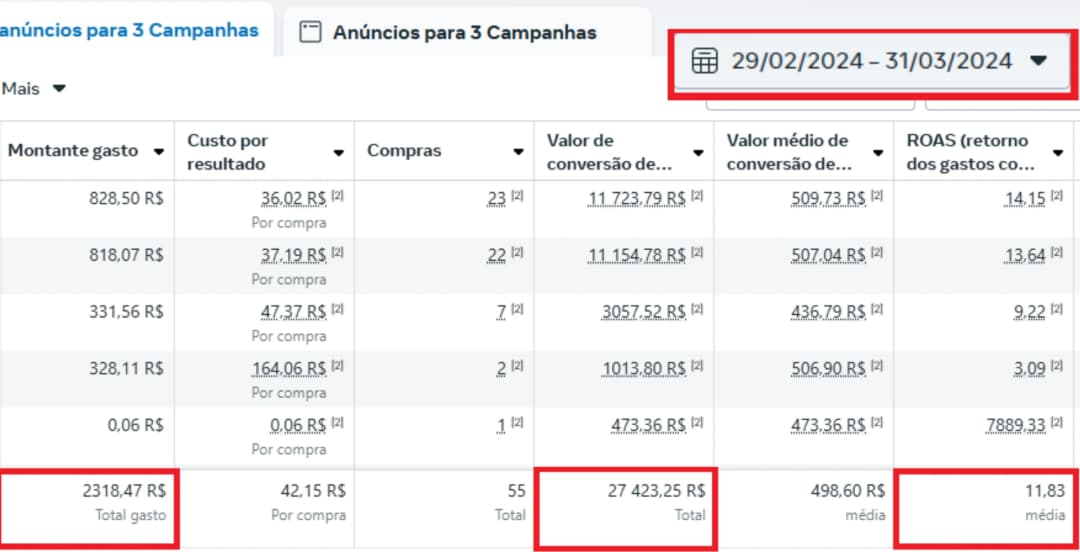 Printscreen conta 30 dias